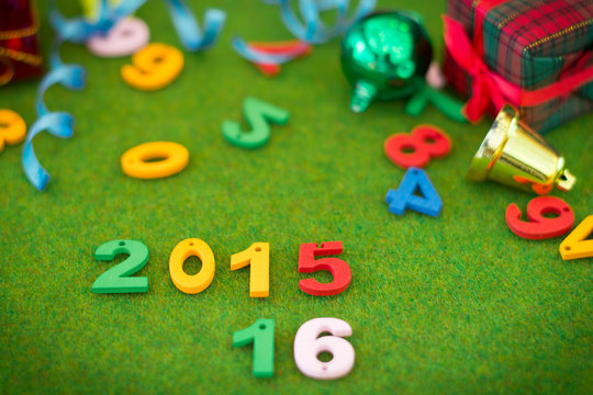 2015 Happy New Year background with colorful Number