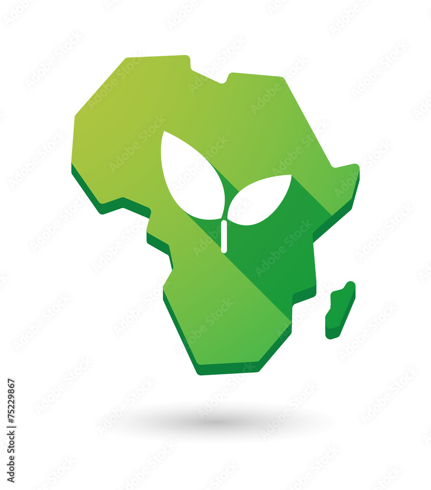 Wall mural Africa continent map icon with a plant