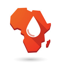 Africa continent map icon with a blood drop