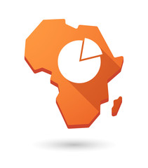 Africa continent map icon with a pie chart