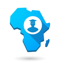 Africa continent map icon with a student