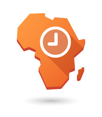 Africa continent map icon with a clock
