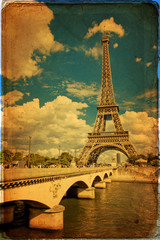 The Eiffel Tower in Paris in vintage style