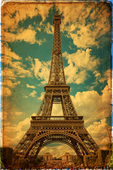 Fototapeta na wymiar The Eiffel Tower in Paris in vintage style