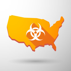 USA map icon with a biohazard sign