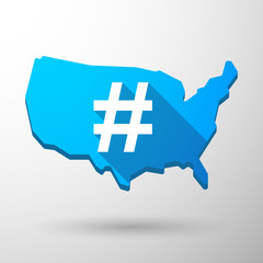 Obraz premium USA map icon with a hash tag
