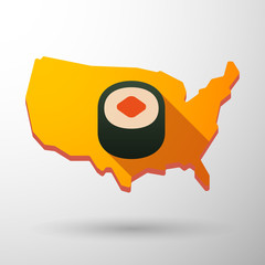 USA map icon with a sushi