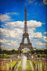 The Eiffel Tower in Paris in vintage style