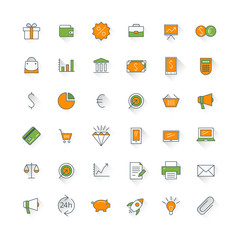 Business flat design icon set