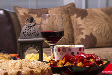 Traditional bulgarian christmas table setup