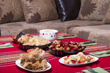 Traditional bulgarian christmas table setup