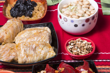 Traditional bulgarian christmas table setup