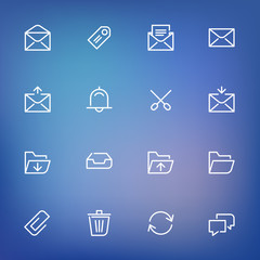 White thin line icons set for web and mobile on color background