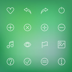 White thin line icons set for web and mobile on color background