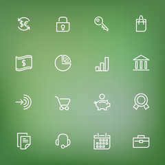 White thin line icons set for web and mobile on color background