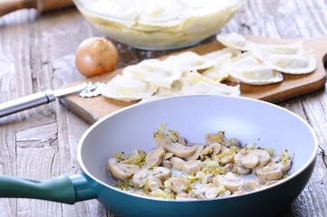 Preparing fresh ravioli.