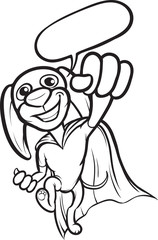 whiteboard drawing - cheerful cartoon super dog