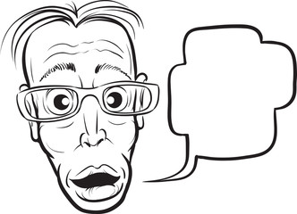 whiteboard drawing - surprised thin man face