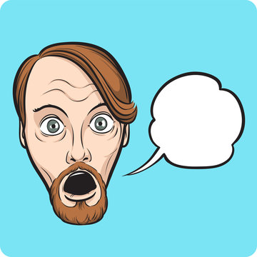 surprised bearded man with speech bubble