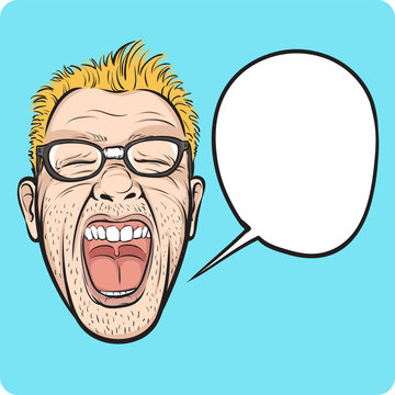 horror man face with speech bubble