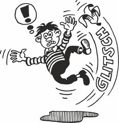 Bananen-Ausrutscher-Strichzeichnung