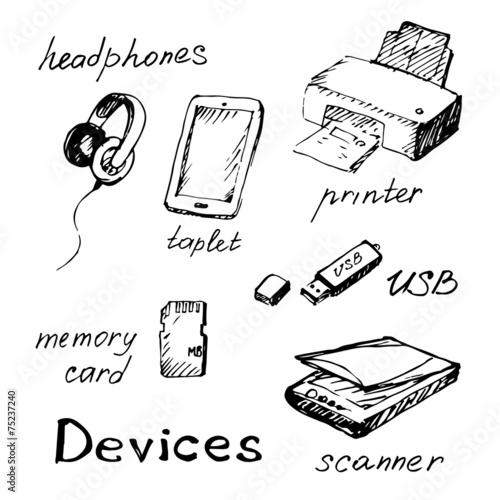 "Hand draw computer devices." Stock image and royaltyfree vector files