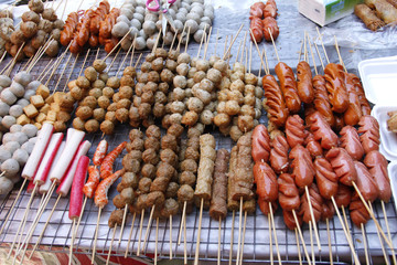 Fleischverkauf auf Markt in Asien