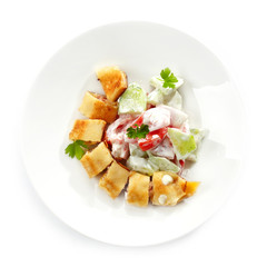 stuffed pancake and vegetable salad