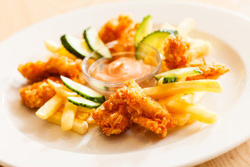 chicken nuggets with french fries