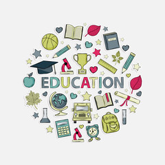 Education set  in the form of a circle