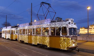 Zelfklevend Fotobehang Light tram in Budapest © szirtesi