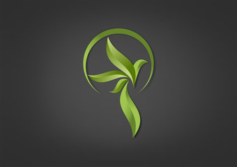 Herbal Logo Business Icon Bird Symbol leaf Green Vector.