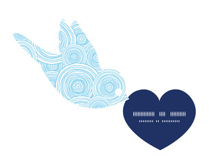 Vector doodle circle water texture birds holding heart