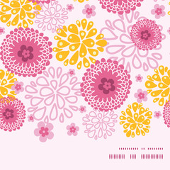 Fototapeta na wymiar Vector pink field flowers horizontal frame seamless pattern