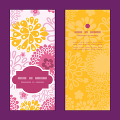 Vector pink field flowers vertical frame pattern invitation