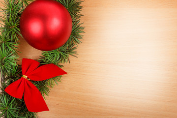 Wonderful Christmas decoration with fir tree and red ornamentals