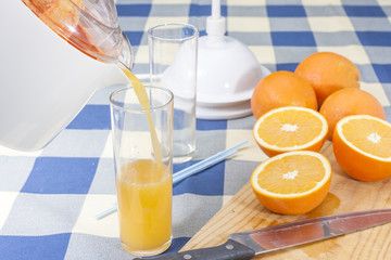 Pouring orange juice