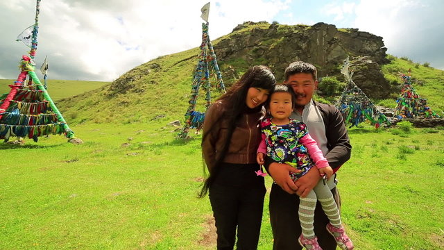 Shaman mongolian family, Ulaanbaatar, Mongolia
