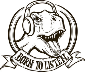 whiteboard drawing - born to listen t-rex_dinosaur