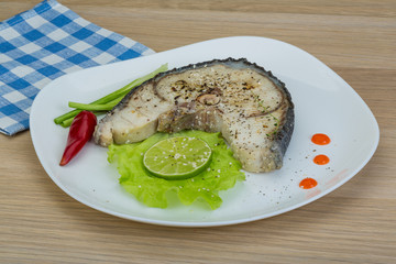 Grilled shark steak