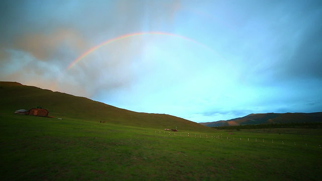 Rainbow at Majestic Mongolian landscape