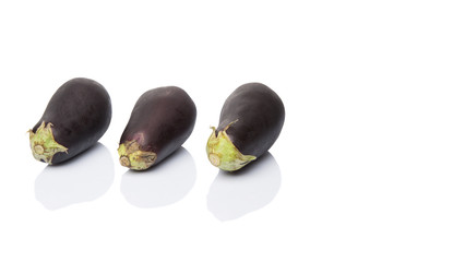 Black skinned eggplant over white background