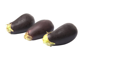 Black skinned eggplant over white background