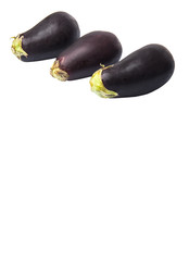 Black skinned eggplant over white background