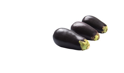 Black skinned eggplant over white background