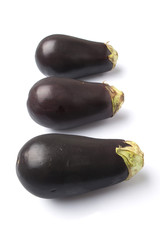 Black skinned eggplant over white background