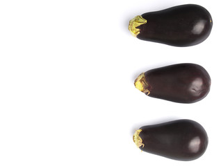 Black skinned eggplant over white background