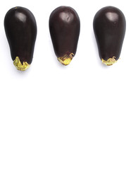 Black skinned eggplant over white background