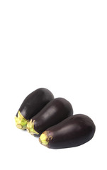 Black skinned eggplant over white background
