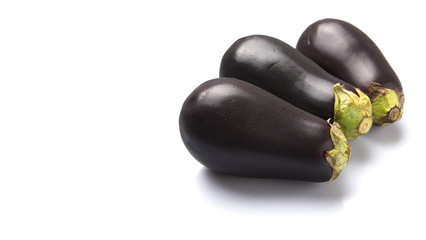 Black skinned eggplant over white background